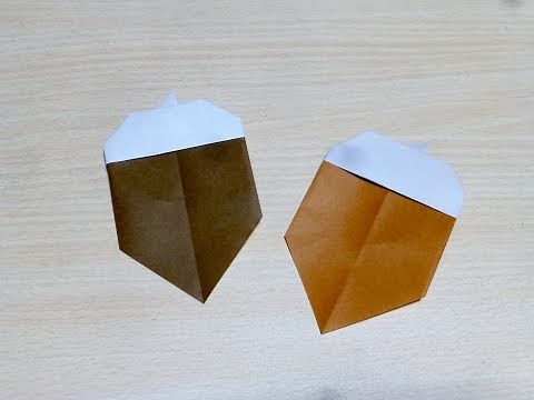 【DIY craft】How to make Acorn. Origami. The art of folding paper.