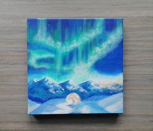 Original Acrylic Painting - Northern Lights - Snowy Landscape - Igloo - Etsy