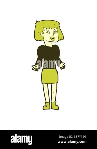 changing color animation of cartoonw woman shrugging shoulders Stock Video Footage - Alamy