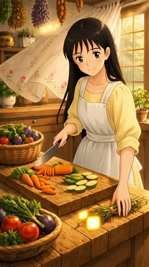 Morning Farm to Kitchen | Ghibli Style Aesthetic Video | Fresh Vegetables to Cozy Meal#ghiblistyle