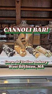 I love places that do something unique and special and go over the top, this is one of them. Gerardo's Italian Bakery in West Boylston Massachusetts offers a Cannoli Bar where you can make your own cannoli offering you three different kinds of shells (regular, chocolate and gluten free) a bunch of different flavored ricottas, and about 14 different toppings. You can then customize your cannoli however you like. They do have a bunch of favorite combinations, but my favorite is still the tradition