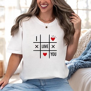 Ich liebe dich Tic Tac Toe Shirt, Valentinstag Geschenk T-Shirt, Romantische Herz Grafik, Jubiläumsgeschenk für Sie - Etsy.de