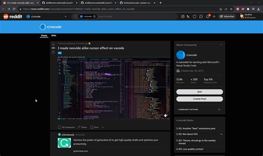 VSCode光标动画(类Neovide效果)