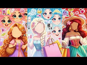 [Paperdiy] DIY Frozen Sticker Book Featuring Elsa Anna Shopping Princesses #ディズニープリンセス
