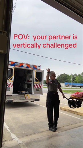 We weren’t all blessed with height… but at least she is the perfect height for the back of an Ambulance 👌🏻 #FCEMS #Paramedic #EMT #VerticallyChallenged #firstresponder