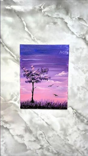 "Lavender Tree" | Easy Acrylic Painting for Beginners 🌸🌳