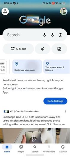 Google Discover - Customize your space - New glow animation