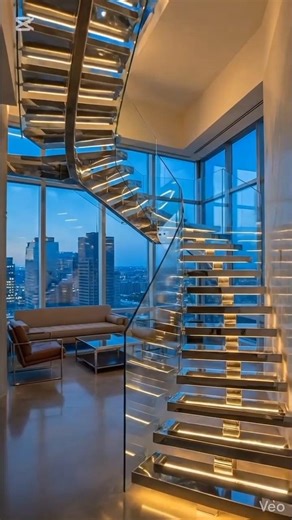 Epic Epoxy Chrome Staircase Build with Jaw-Dropping City Views! 🏙️✨ #shorts
