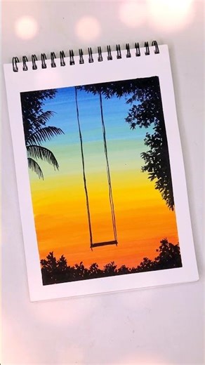 🔥 Magical Sunset Swing Drawing 🎨 So Relaxing#shorts #trending #drawing