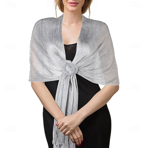 Shawls and Wraps for Evening Dresses Sparkling Metallic Shawl Wraps for Women with Buckle Women's Dressy Evenings Wear for Evening Dresses Party Wedding Bride Bridesmaid 2025 - $22.99