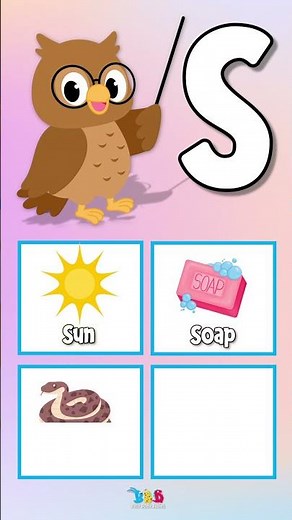 Letter S | ABC Flashcards for Kids | 4 Words for Every Letter A–Z | Learn Alphabet Vocabulary