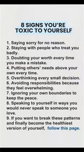 🌱 Wellness | ⚡️ Mindset | 🌊 Self-improvement on Instagram: "Many people unknowingly adopt patterns that work against their mental and emotional health. Chronic self-criticism, people-pleasing, avoidance, and boundary neglect activate stress pathways, weaken emotional resilience, and disrupt the nervous system’s ability to self-regulate. These behaviors often develop in response to past experiences but continue to shape the present by reducing confidence, clarity, and personal agency. Recognizi