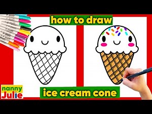 How to draw a RAINBOW ICE-CREAM CONE | Ice-cream drawing | Nanny Julie