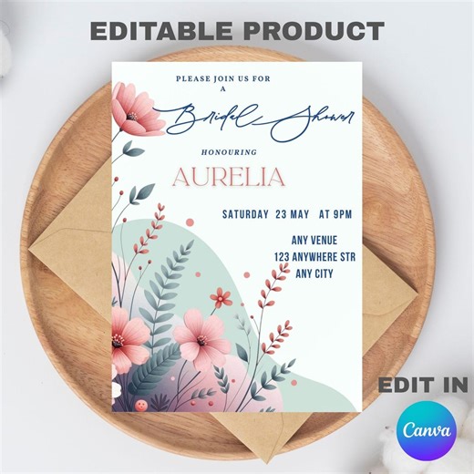 Editable Wild Flower Bridal Shower Welcome Sign Template, Love in Bloom Spring, Edit All Text With Canva Template - Etsy