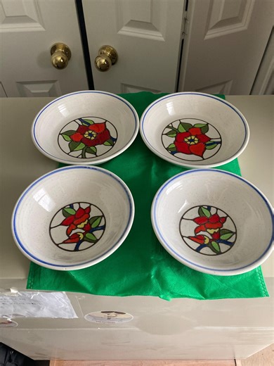 Vintage Metlox Poppy Trail Bowls: Stained Glass Flower Design, California Pottery - Etsy UK