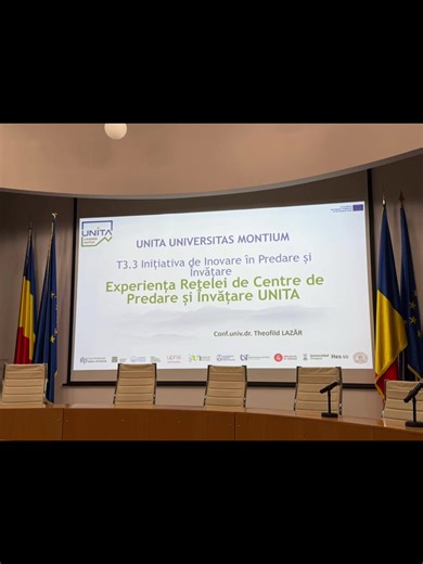 În cadrul Seminarului Social Științific, Conf. univ. dr. Theofild Lazăr a susținut o prezentare privind experiența Rețelei de Centre de Predare și Învățare UNITA, realizată în contextul inițiativei T3.3 – Inovare în predare și învățare. Prezentarea a evidențiat rolul acestor centre în sprijinirea cadrelor didactice, dezvoltarea competențelor pedagogice și promovarea practicilor educaționale inovatoare, centrate pe student într-un mediu internațional. Totodată a subliniat importanța colaborării i