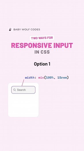 26K views · 502 reactions | Responsive Input in Css ... 2 option  #webdev #development #webdevelopment #FullStackDevelopment #developer #webdeveloper #fullstackdeveloper #webdesign #webdesigner #website #oops #data #java #html #css #javascript #htmlcssjavascript #AngularJS #NodeJS #cssanimation #students #ITstudent #allstudents #arslanwebs #hubspot #udemy #w3schools #freebootcamp #geeksforgeeksnews | Arslan Webs | Facebook