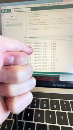 Temperature sensor output in the serial monitor using Arduino Nano