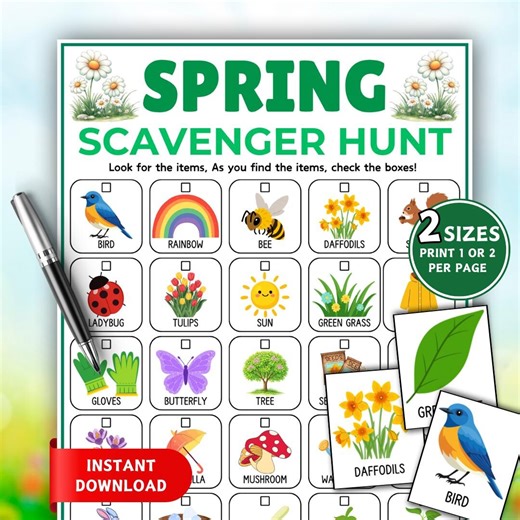 Spring Scavenger Hunt, Indoor Treasure Hunt, Printable Spring Game for Kids, Hunt Game, Fun Spring Games, Toddler Preschool Spring Activity - Etsy