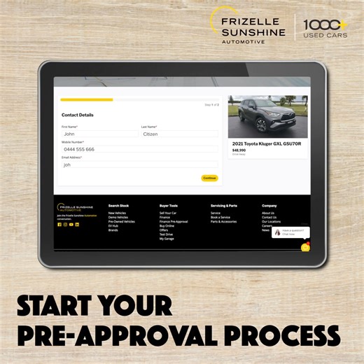 You can now buy your 'new' USED car online and it's as easy as 1-2-3! Browse our stock now, hatchbacks, sedans, SUVs, Utes and Vans. | Frizelle Sunshine Automotive Group