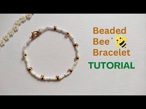 How to make a bee beaded bracelet, Easy beaded 90s jewelry DIY, beading tutorial