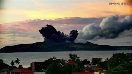 Taal Volcano’s phreatic eruption captured on CCTV in Talisay, Batangas, Philippines