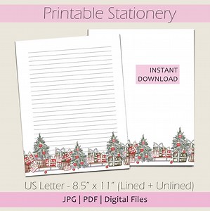 Papeterie imprimable de Noël : papier à lettres, format lettre US 8,5 x 11, téléchargement numérique - Etsy France