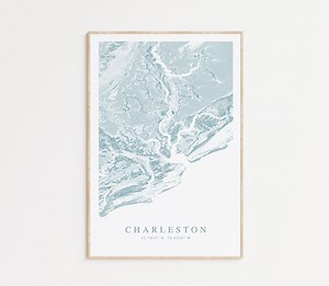 Charleston Map Print, Charleston South Carolina Poster, Charleston Gift, Charleston SC Map, Charleston Wall Art, Topographic Map - Etsy