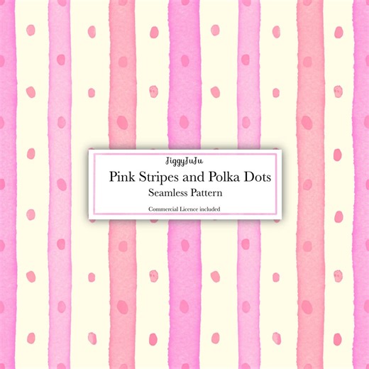 Pink Stripe and Polka Dot | Digital Paper | Seamless Pattern | Watercolour Style (digital Download) - Etsy