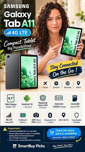 Samsung Galaxy Tab A11 4G LTE Review 🔥 90Hz Displ