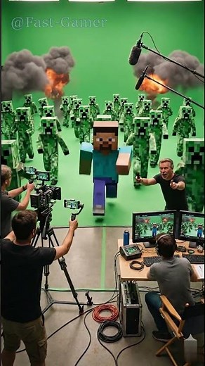 Running from 100 Creepers! (Green Screen) 🏃‍♂️💥 #behindthescenes