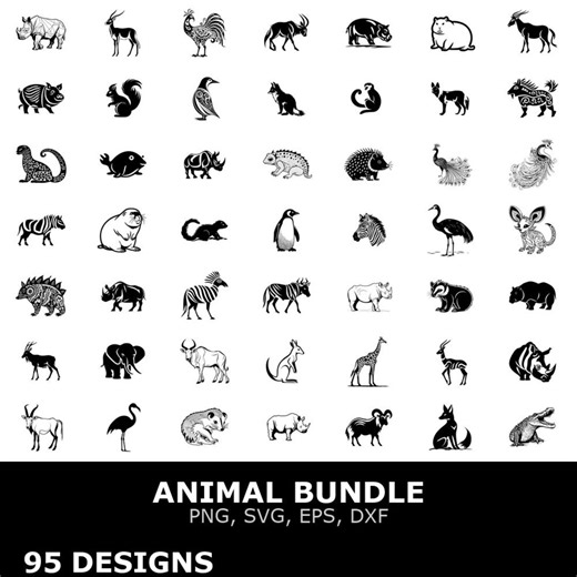 Animal Digital Clipart Bundle Svg Png Eps Dxf for Cricut Cutting Files Graphic Art DIY Projects - Etsy