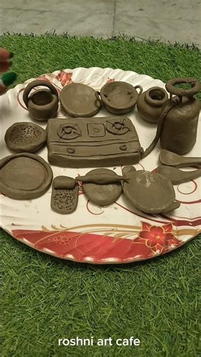 diy how to make miniature handmade kitchen set with clay/new kitchen set toys/kitchenset#diy#shorts