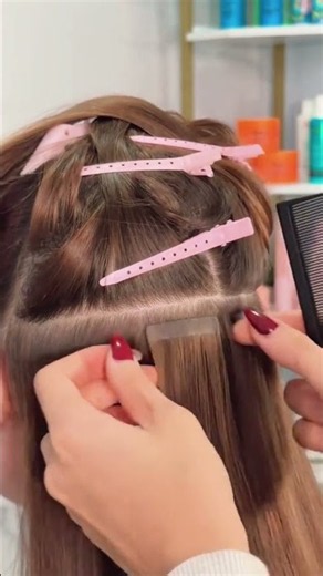 How to Install Tape In Extensions Using the Sandwich Method #hairextensions #hairtok #hairstyle
