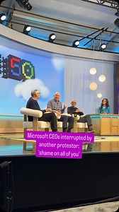 Microsoft CEOs interrupted by another protestor: ‘shame on all of you’ #microsoft #ai #protest #billgates | The Verge