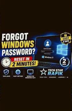Forgot Windows Password? Reset It Safely in 1 Minute | Windows 11 Tips 🔐. #shorts