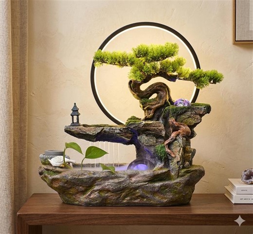 Zen Bonsai Tabletop Fountain With LED Light – Indoor Waterfall Decor for Home & Office - Etsy