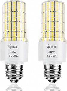 Led Light Bulbs 300W Equivalent Super Bright 5000Lm 5000K Cool Daylight White Led Bulb E26/E27 Medium Base 40w Waterproof Leds Corn Light Bulb for Outdoor Indoor Lamp Bedroom Office Garage-2 Pack