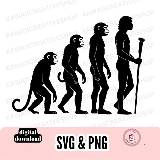 Evolution of Mankind SVG PNG, Human Evolution Silhouette, Minimalist Science Illustration, Sublimation & Cricut Cut File - Etsy