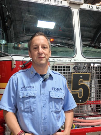 From running engine operations to assuming incident command, FDNY Captain James Winters reflects on a career shaped by leadership, mentorship and service. As he prepares for promotion to Battalion Chief, Winters looks back on the officers who taught him how to lead, including his father, Lieutenant James Winters of Engine 278, and his brother-in-law, Firefighter Carl Molinaro of Ladder 2, one of seven members of the company who made the Supreme Sacrifice on September 11th. Winters carries their 