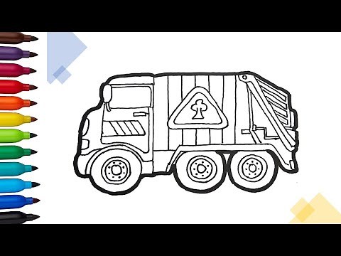 Hướng dẫn vẽ xe chở rác | How to Draw and Color a Garbage Truck | Drawing Tutorials