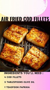 Air Fried Cod Fillets Crispy on the outside, tender on the inside – this Air Fried Cod Fillet recipe is your new go-to for a healthy, low-carb, high-protein dinner!. Ready in just 20 minutes, no mess, no deep frying – just pure flavor. Perfect for busy weeknights, meal prep, or a clean eating reset! Prep Time: 10 minutes | Cooking Time: 12 minutes | Total Time: 22 minutes Kcal: ~220 kcal per fillet | Servings: 4 Ingredients: 4 cod fillets (about 5-6 oz each) 2 tablespoons olive oil 1 teaspoon pa