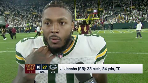 Josh Jacobs discusses Packers' win over Commanders in exclusive interview with Steve Wyche