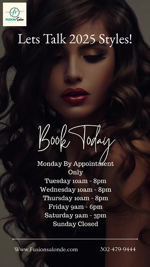 At Fusion Salon, we don’t just follow trends — we stay ahead of them.Our cutting-edge stylists are constantly leveling up their skills to bring you the latest in color, cuts, and style. Fresh. Fashion-forward. Flawless.Book your appointment today and let your hair do the talking!302-479-9444 | fusionsalonde.com #FusionSalonDE #TrendsettingHair #WilmingtonHairSalon #CuttingEdgeStyling #HairGoals #DelawareStylists #SalonTrends #HairTransformation | Fusion Salon | Facebook