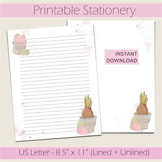 Easter Printable Stationery: Letter Writing Set, Format US Letter 8.5 X 11, Digital Download - Etsy