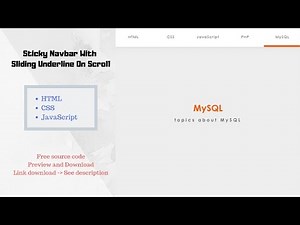 Sticky Navbar With Sliding Underline On Scroll | HTML CSS JavaScript