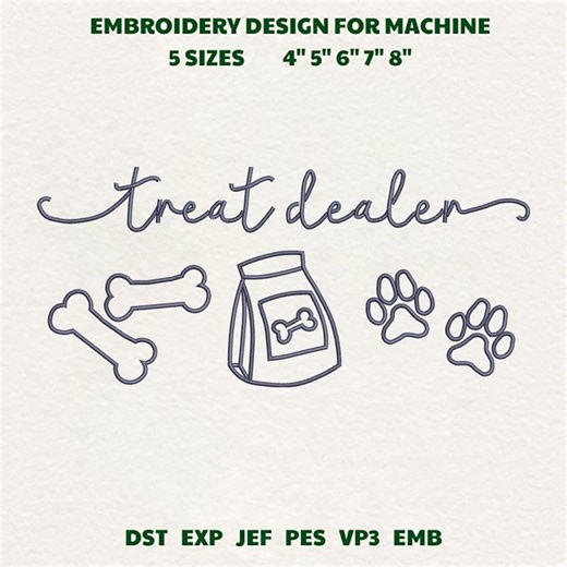 Treat Dealer Dog Icons Machine Embroidery File, 4-8 Inches (instant Download) - Etsy