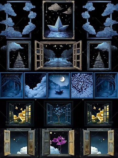 Widescreen Fantasy Night VJ Loop ⛵ Dreamy Sailing Ship & Drifting Bottle | Romantic Stage Visuals ✨