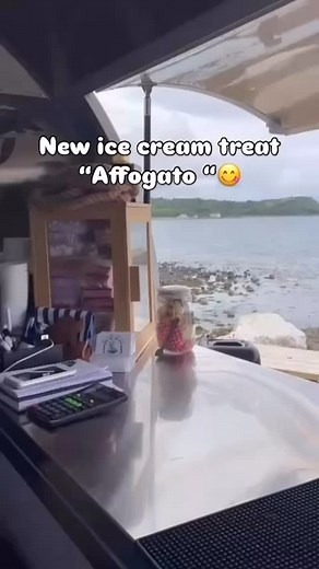 I got you got we’ve got “affogato” delicious vanilla ice cream, double shot of espresso, chocolate covered coffee beans and crispy vanilla wafer roll 😋😋#coffee #affogato | Dock of the Bay