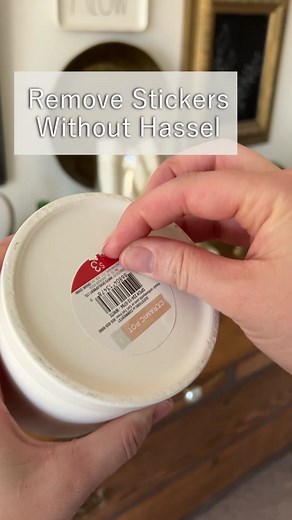 How to Remove Stickers from Home Decor Items with no hassle! 🏷️ #stickerremoval #howtohack #pricetagremoval #homedecorhack #homedecor